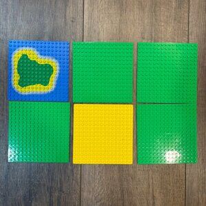 Lego Baseplates 5” Set Of 6  Green Yellow & Blue 16x16